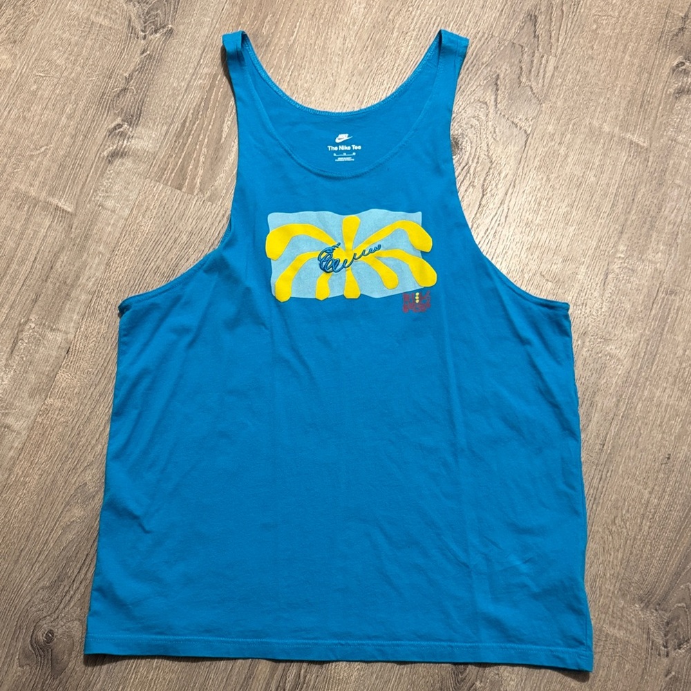 Nike Vibrant Blue Tank Top with Yellow Design XL
